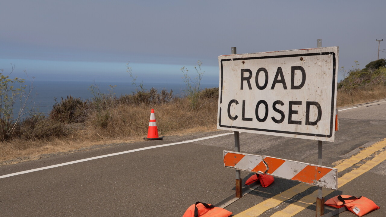 Road closure sign